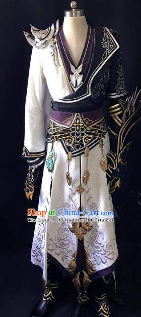 Asian Chinese Traditional Cospaly Han Dynasty Customization Swordsman Costume, China Elegant Hanfu Embroidered Clothing for Men