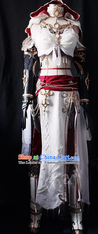 Asian Chinese Traditional Cospaly Customization Ming Dynasty Female Swordsman Costume, China Elegant Hanfu Knight-errant General Embroidered Clothing for Women