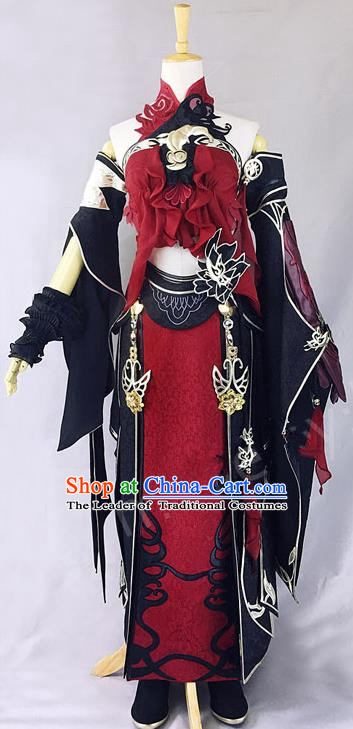 Asian Chinese Traditional Cospaly Customization Ming Dynasty Kung Fu Instructor Swordsman Costume, China Elegant Hanfu Knight-errant Embroidered Clothing for Women