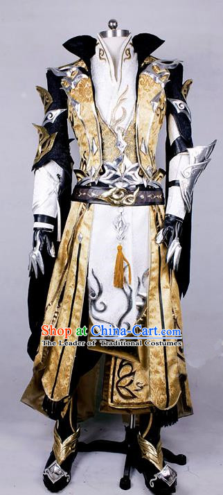 Asian Chinese Traditional Cospaly Costume Customization Swordsman Costume Complete Set, China Elegant Hanfu Royal Highness Embroidery Clothing for Men