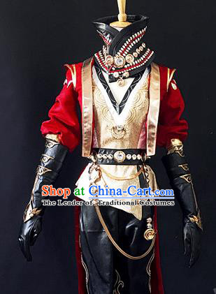 Asian Chinese Traditional Cospaly Costume Customization Zoroastrianism Costume Complete Set, China Elegant Hanfu Swordsman Red Clothing for Men