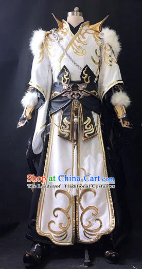 Asian Chinese Traditional Cospaly Costume Customization Ancient General Costume Complete Set, China Elegant Hanfu Swordsman Clothing for Men