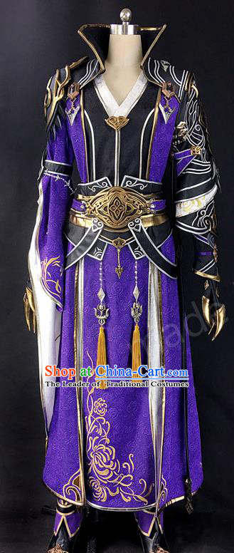 Asian Chinese Traditional Cospaly Costume Customization Ancient Prince General Costume Complete Set, China Elegant Hanfu Swordsman Clothing for Men