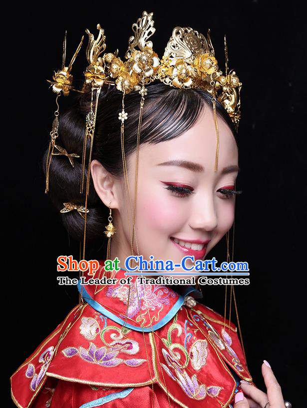 Chinese Ancient Style Hair Jewelry Accessories Hairpins xiuhe Suit Headwear Headdress Hair Fascinators for Women