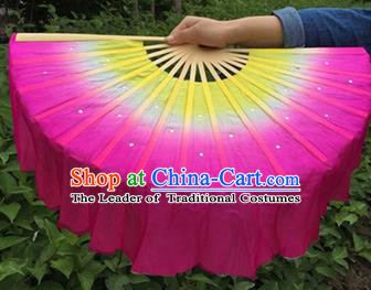 Pure Silk Traditional Chinese Fans Oriental Rosy Ribbon Jasmine Flower Fan Folk Dance Cultural Yangko Dance Hand Fan