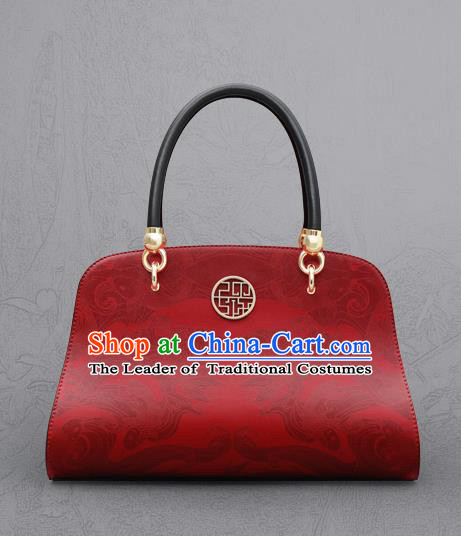 Traditional Handmade Asian Chinese Element Clutch Bags Shoulder Bag National Evening Dress New Year Red Handbag for Women