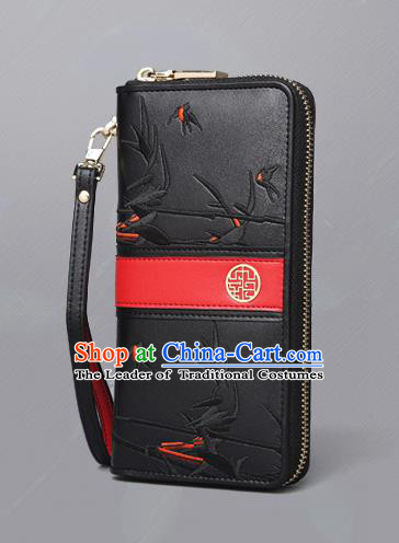 Traditional Handmade Asian Chinese Element Embroidery Bamboo Wallet National Handbag Purse for Women