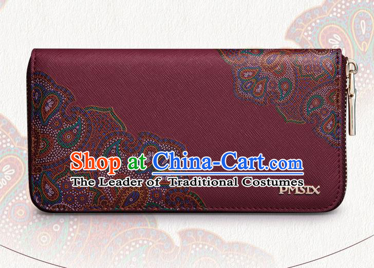 Traditional Handmade Asian Chinese Element Embroidery Wallet National Handbag Red Purse for Women