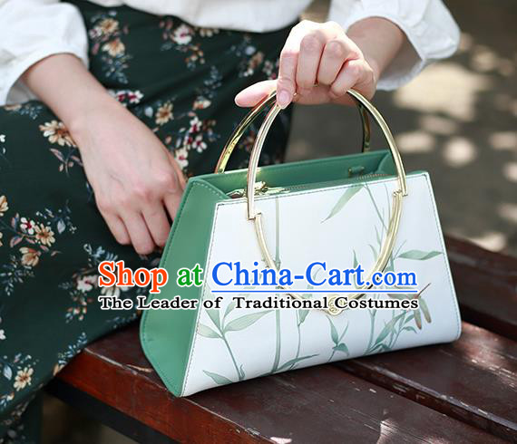 Traditional Handmade Asian Chinese Element Clutch Bags Printing Shoulder Bag National Handbag for Women