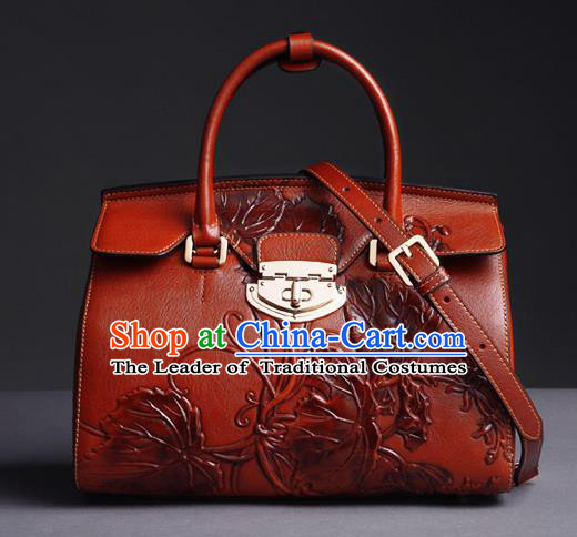 Traditional Handmade Asian Chinese Element Clutch Bags Shoulder Bag National Knurling Brown Handbag for Women