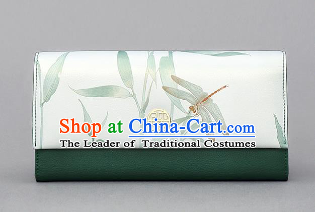 Traditional Handmade Asian Chinese Element Printing Folding Wallet National Handbag Purse for Women