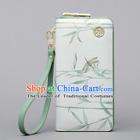 Traditional Handmade Asian Chinese Element Printing Bamboo Wallet National Handbag Purse for Women