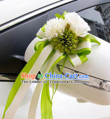Top Grade Wedding Accessories Decoration, China Style Wedding Car Ornament Green Flowers Bride Silk Ribbon Garlands