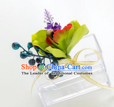 Top Grade Classical Wedding Bacca Silk Flowers,Groom Emulational Corsage Groomsman Brooch Flowers for Men