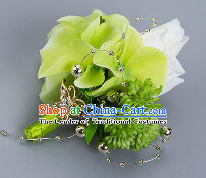 Top Grade Classical Wedding White Silk Flowers Brooch,Groom Emulational Corsage Groomsman Brooch Flowers for Men