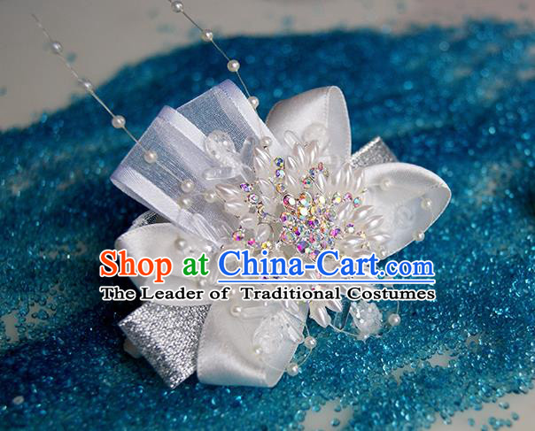Top Grade Classical Wedding Pearl Flowers, Bridemaid Emulational Wrist Flowers Bracelet Flowers for Women