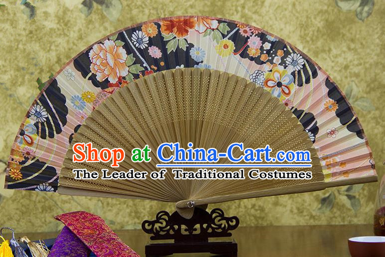 Traditional Chinese Handmade Crafts Pink Folding Fan, China Sensu Ink Painting Flowers Silk Fan Hanfu Fans for Women