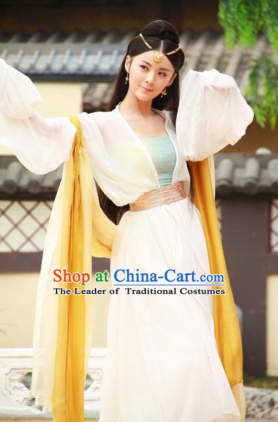 Traditional Ancient Chinese Tang Dynasty Princess Dress Clothing, Chinese Ancient Palace Lady Dance Costume and Headpiece Complete Set