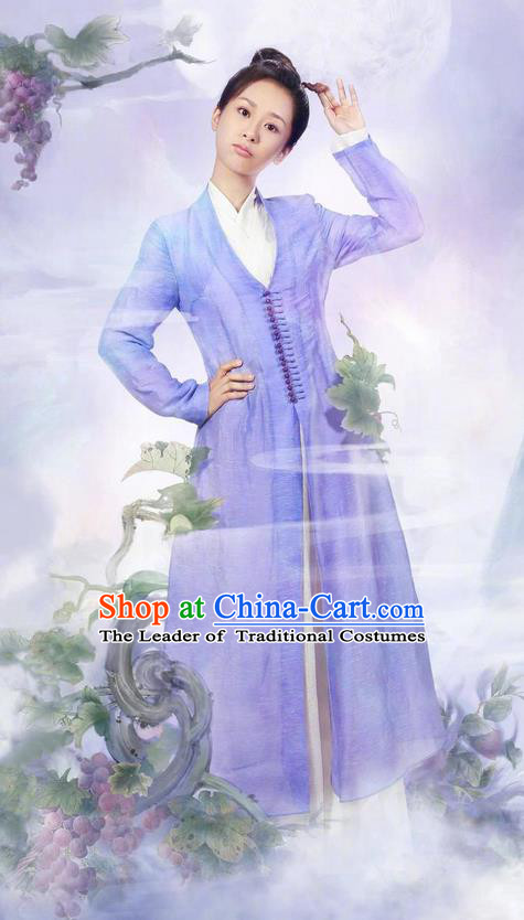 Traditional Ancient Chinese Swordswomen Clothing, Chinese Ancient Scholar Costume and Headpiece Complete Set