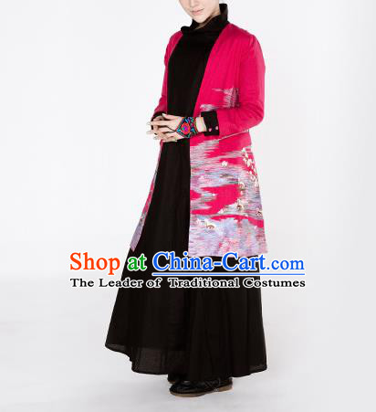 Traditional Chinese Costume Elegant Hanfu Embroidered Coat, China Tang Suit Rosy Dust Coat Cardigan Clothing for Women