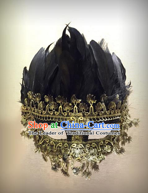 Top Grade Halloween Masquerade Ceremonial Occasions Handmade Model Show Baroque Golden Lace Mask, Brazilian Carnival Mask for Men