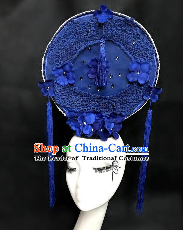 Top Grade Chinese Theatrical Headdress Ornamental Flowers Floral Hair Accessories Round Headwear, Ceremonial Occasions Handmade Traditional Manchu Headdress for Women