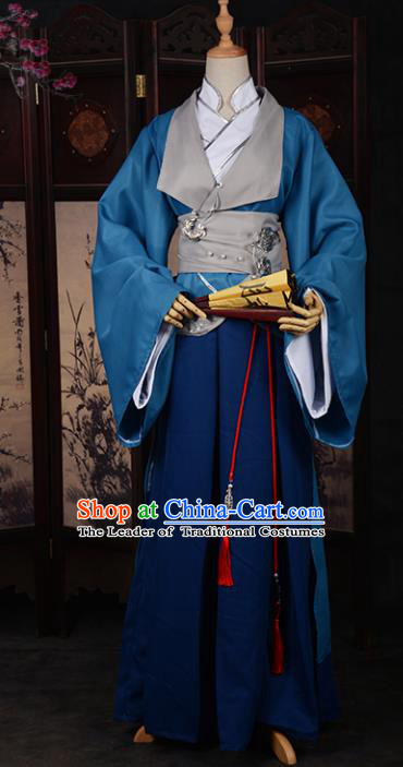 Chinese Ancient Cosplay Tang Dynasty Swordsman Clothing, Chinese Traditional Hanfu Robe Chinese Cosplay Knight Costume for Men