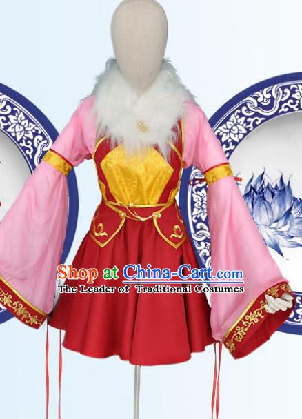 Chinese Ancient Cosplay Young Lady Costumes, Chinese Traditional Dress Clothing Chinese Cosplay Palace Lady Costume for Women