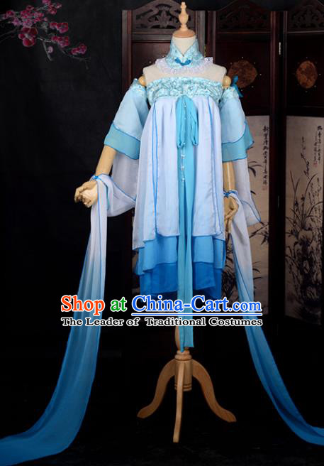 Chinese Ancient Cosplay Young Lady Princess Dance Dress, Chinese Traditional Hanfu Clothing Chinese Fairy Flying Apsaras Costume for Women