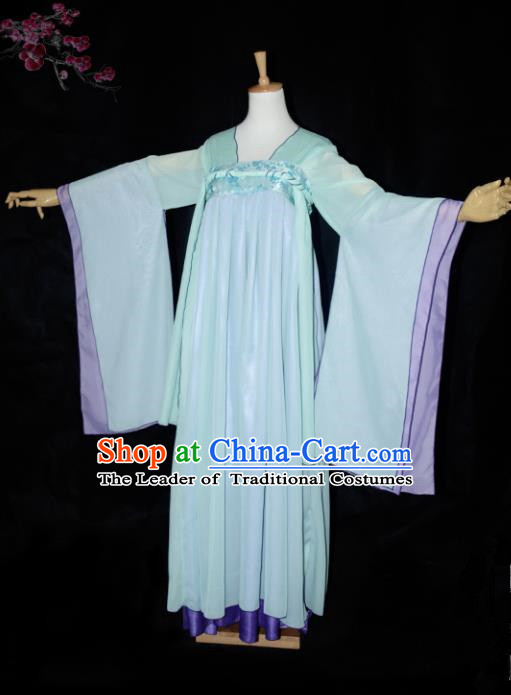 Chinese Ancient Cosplay Tang Dynasty Princess Fairy Green Dress, Chinese Traditional Hanfu Clothing Chinese Palace Lady Costume for Women