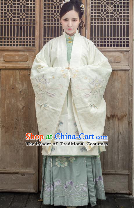 Traditional Ancient Chinese Ming Dynasty Nobility Dowager Costume Embroidery Cloak, Chinese Palace Lady Cardigan Upper Outer Garment for Women