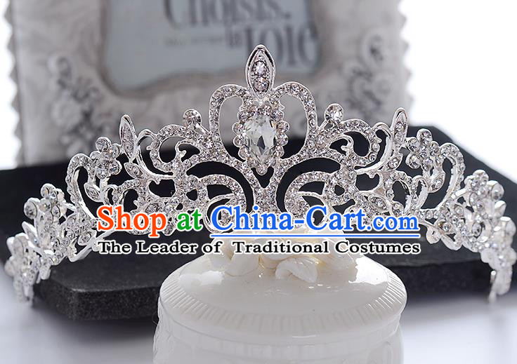 Top Grade Handmade Chinese Classical Hair Accessories Baroque Style Headband Crystal Princess Royal Crown, Hair Sticks Hair Jewellery Hair Clasp for Women