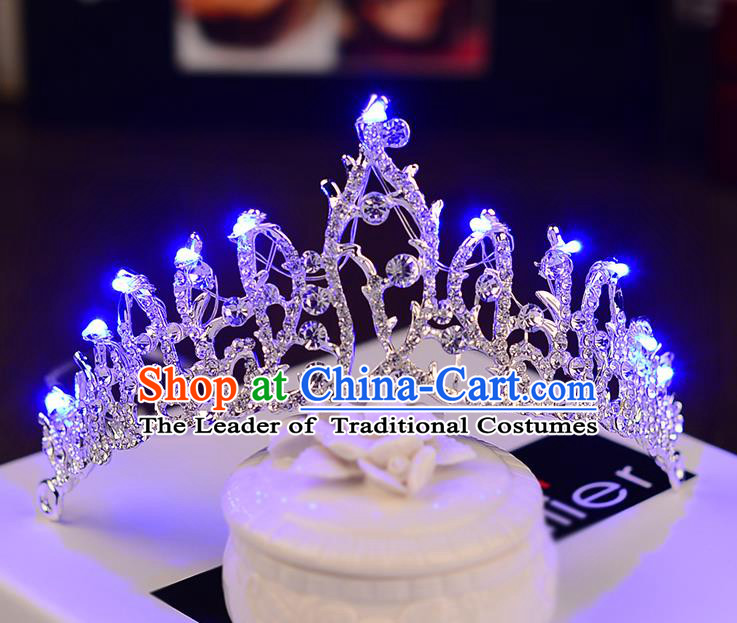 Top Grade Handmade Chinese Classical Hair Accessories Baroque Style Shine Crystal Queen Royal Crown, Hair Sticks Hair Jewellery Hair Coronet for Women