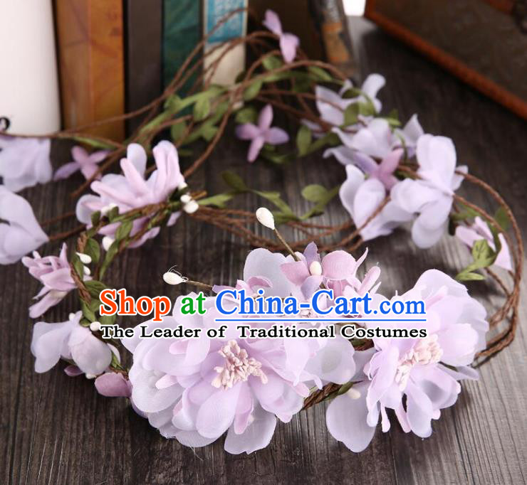 Top Grade Handmade Chinese Classical Hair Accessories Baroque Style Pink Flowers Garland, Bride Hair Sticks Hair Clasp for Women