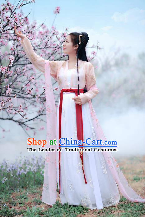 Traditional Ancient Chinese Costume Song Dynasty Palace Lady Embroidery Butterfly Blouse and Skirt, Elegant Hanfu Clothing Chinese Princess Costume for Women