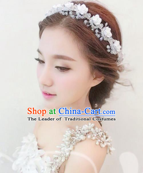 Top Grade Handmade Chinese Classical Hair Accessories Princess Wedding Polymer Clay Flowers Shiny Hair Clasp Headband Bride Headwear for Women