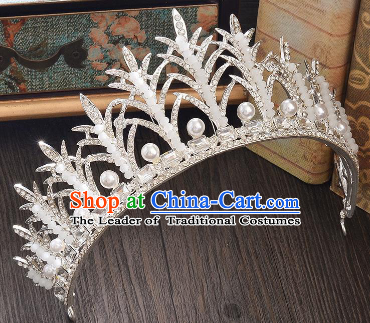 Top Grade Handmade Hair Accessories Baroque Style Wedding Princess Full Dress Crystal Beads Royal Crown, Bride Toast Hair Kether Jewellery Imperial Crown for Women