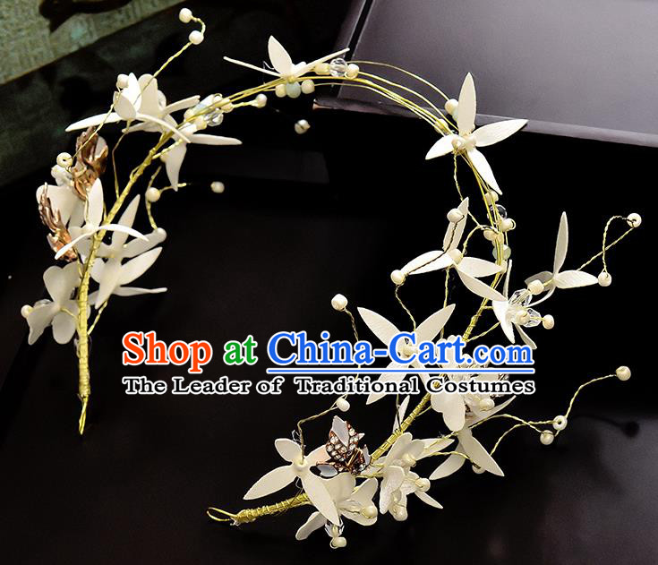 Top Grade Handmade Chinese Classical Hair Accessories Princess Wedding Baroque Silk Flower Garland Hair Clasp Headband Bride Headwear for Women
