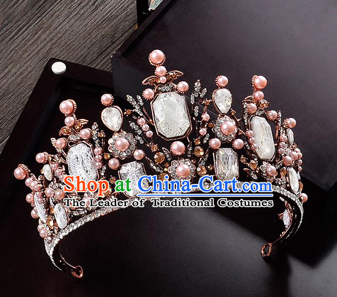 Top Grade Handmade Hair Accessories Baroque Crystal Vintage Imperial Crown, Bride Wedding Hair Jewellery Queen Crystal Golden Crown for Women