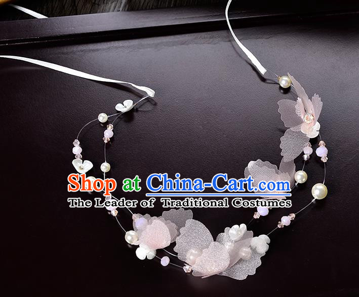 Top Grade Handmade Chinese Classical Hair Accessories Princess Wedding Baroque Headwear Pink Flower Pearls Headband Bride Hair Clasp for Women