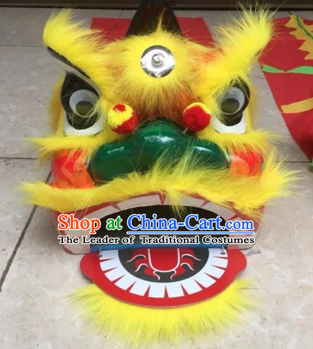 World Lion Dance Competition Yellow Fur Lion Head Children Single Lion Dance Costumes Complete Set
