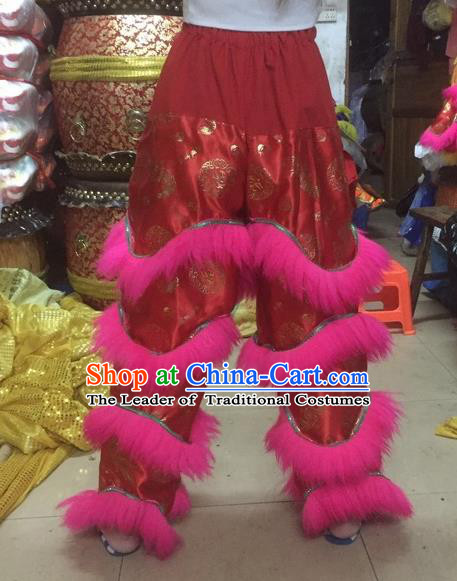 World Lion Dance Competition Fur Hoksan Costume Lion Dance Pants Adult Size  Costumes Red Trousers