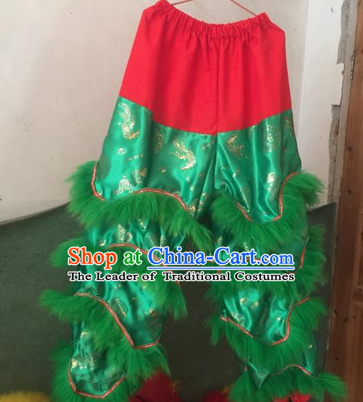 World Lion Dance Competition Fur Hoksan Costume Lion Dance Pants Adult Size Costumes Green Trousers