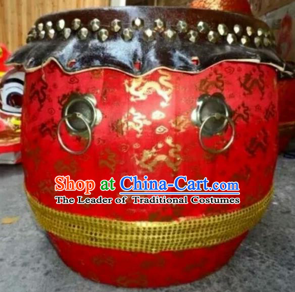 Dragon Dance Lion Dance Red Drum Cowhide Drum Cart Musical Instrument Tupan Complete Set