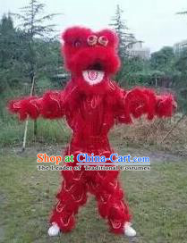 World Lion Dance Competition Red Fur Lion Head Lion Dance Single Person Costumes for Kids