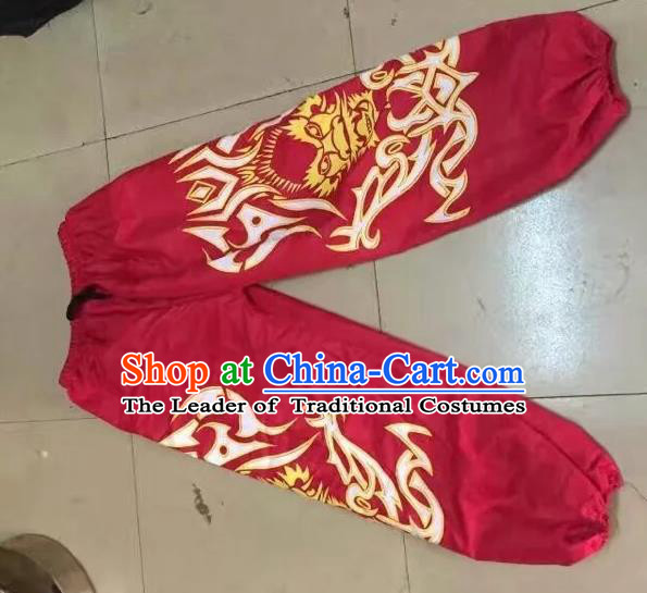 World Lion Dance Competition Costume Lion Dance Pants Adult Size Costumes Red Trousers