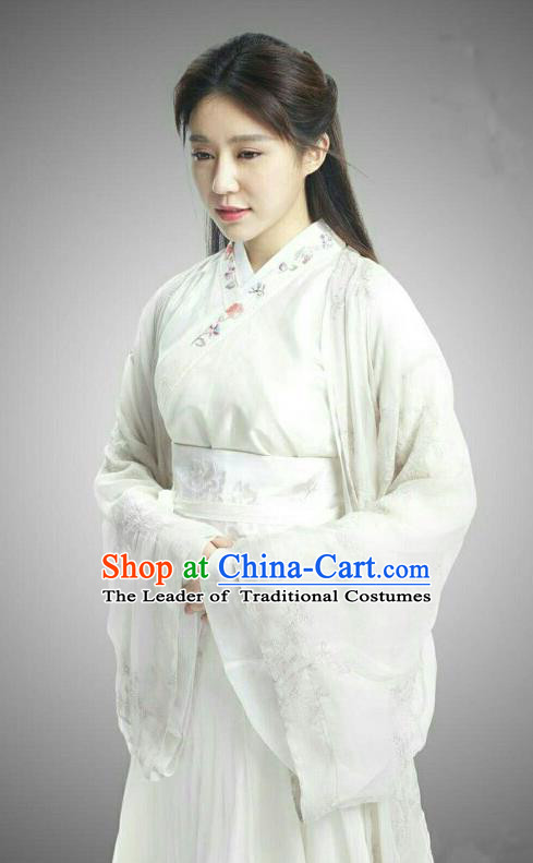 Traditional Chinese Handmade Ming Dynasty Fairy Embroidery Costume and Headpiece Complete Set, Chinese Princess Palace Lady Hanfu Dress for Women