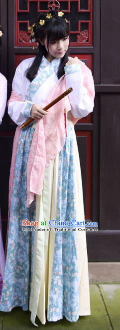 Traditional Ancient Chinese Costume Han Dynasty Princess Blouse and Dress, Elegant Hanfu Clothing Chinese Green Clothing for Women