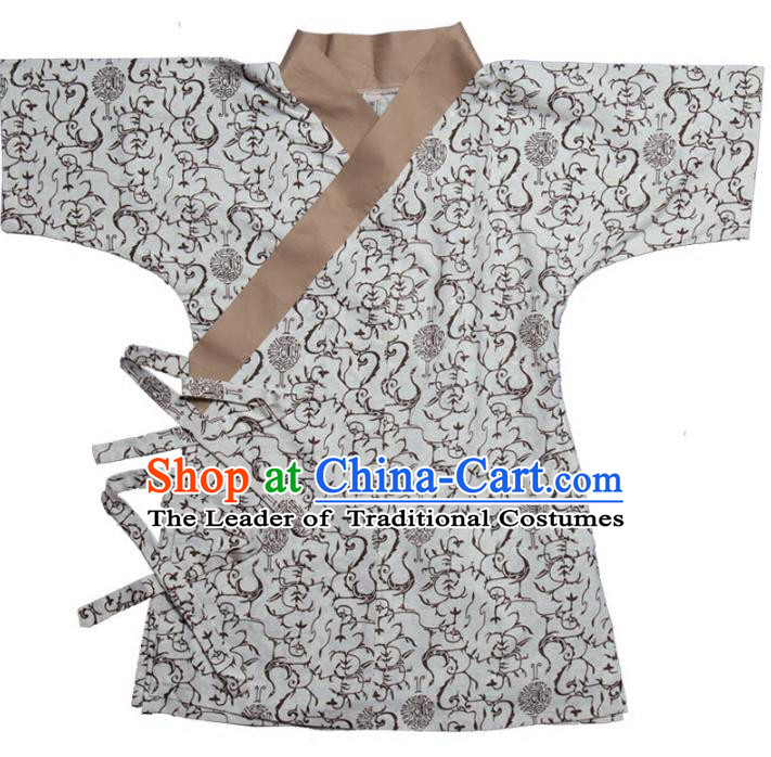 Traditional Chinese Han Dynasty Nobility Childe Hanfu Costume Slant Opening Shirt, China Ancient Martial Arts Upper Garment Clothing for Men