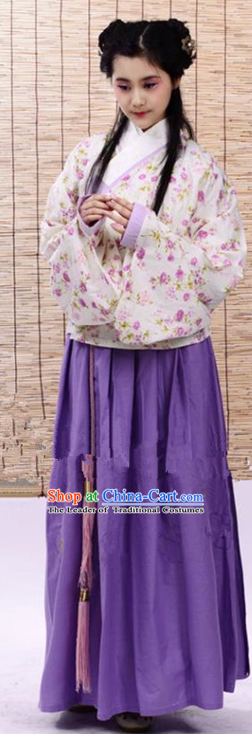 Traditional Chinese Ming Dynasty Young Lady Costume Purple Blouse and Skirt, China Ancient Hanfu Dress Princess Embroidery Clothing for Women